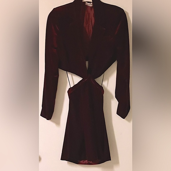 Nicholas Red Wine Velvet Dress w/ Side Cut Outs - Size & - Picture 7 of 11